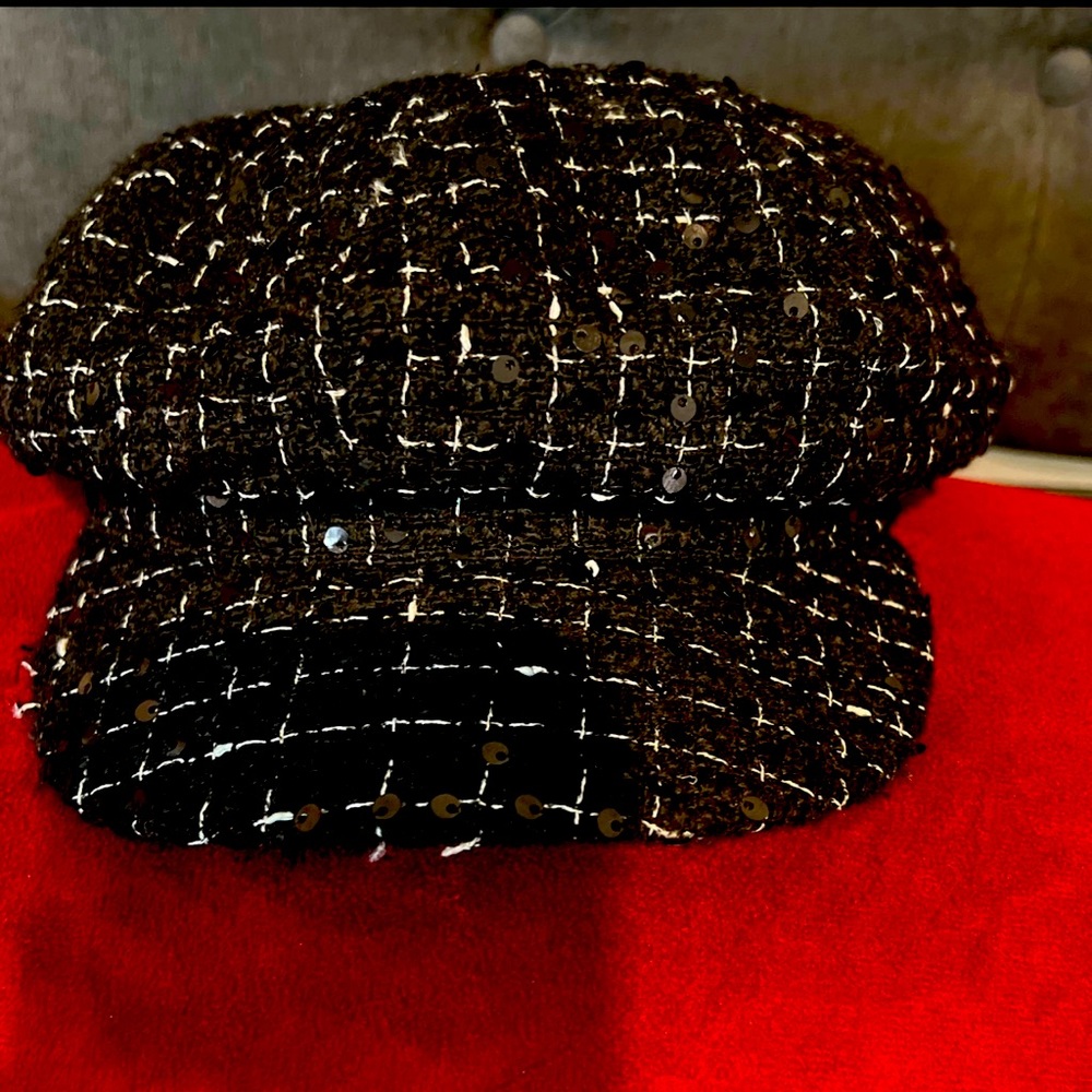 SEQUIN BERET BRITISH HAT (ADJUSTABLE) $25